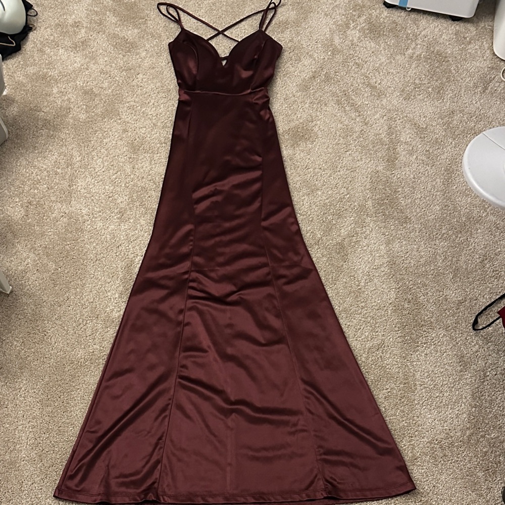 Windsor Burgundy Satin Maxi Dress